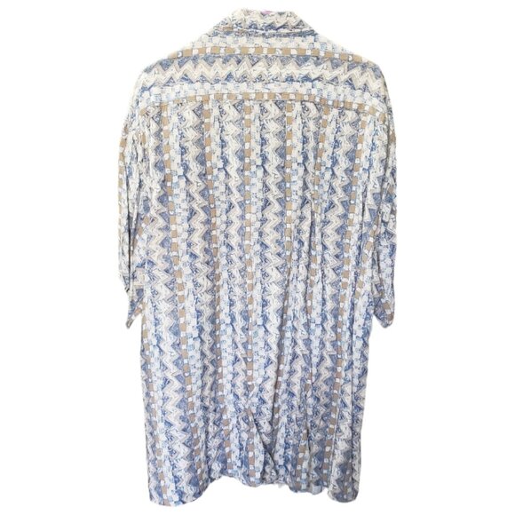 CT1536 Pierre Cardin Vintage Blue & Tan Abstract Shirt XL - Picture 3 of 3